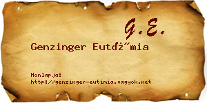Genzinger Eutímia névjegykártya